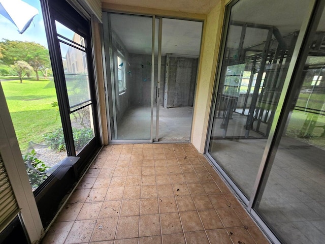 view of unfurnished sunroom