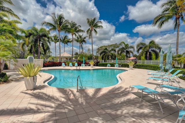 view of pool featuring a patio area