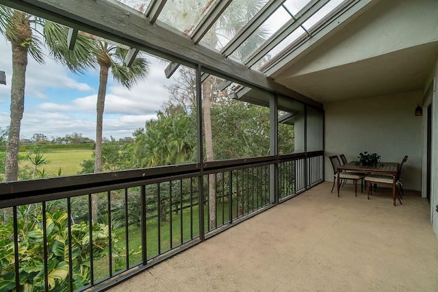 sunroom with a skylight