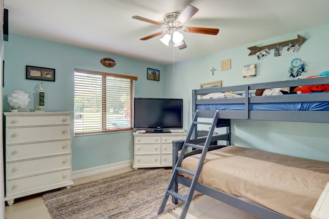 bedroom featuring ceiling fan