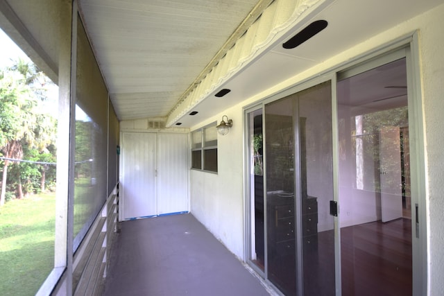 view of unfurnished sunroom