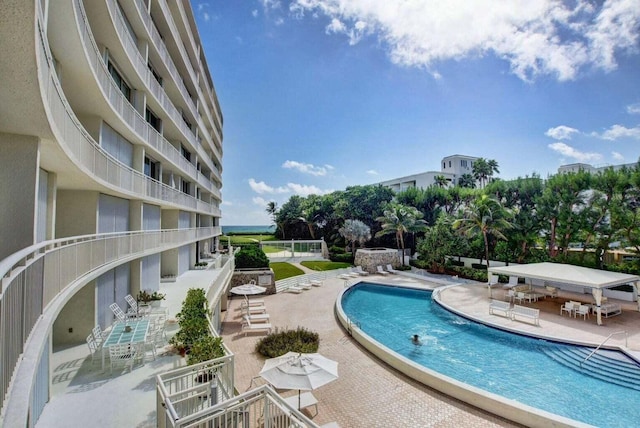 view of pool with a patio area