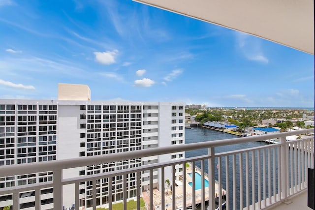 balcony with a water view