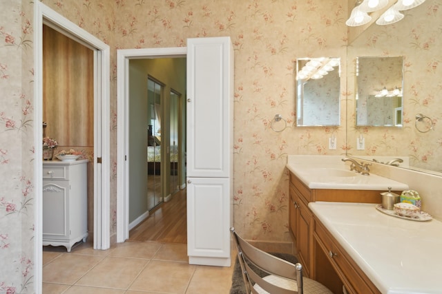 bathroom featuring vanity and tile patterned flooring