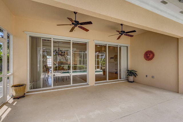 view of patio / terrace with ceiling fan