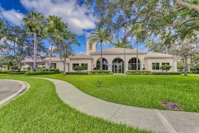 view of front of home with a front yard