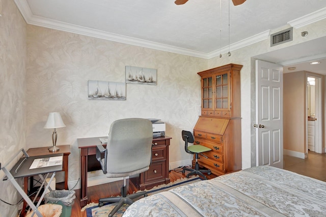 bedroom with ornamental molding