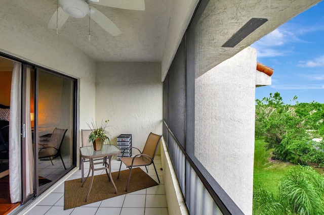 balcony with ceiling fan