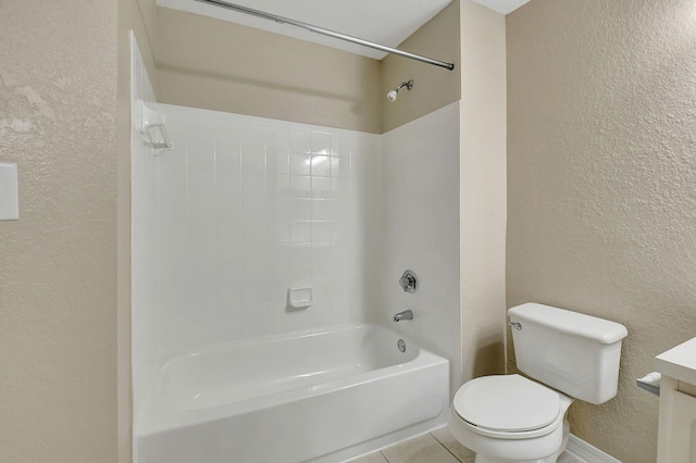 full bathroom with vanity, tile patterned flooring, toilet, and shower / bath combination