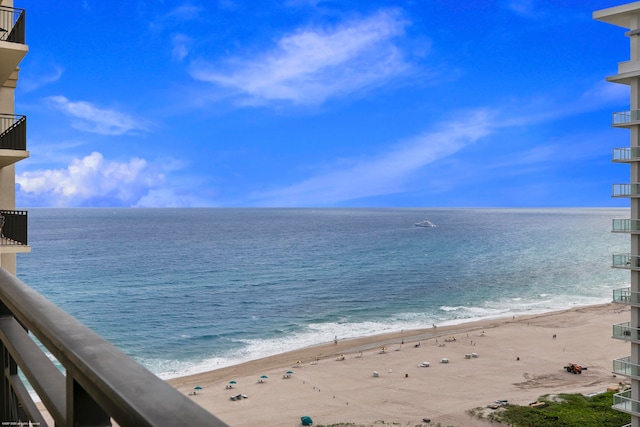 property view of water featuring a view of the beach