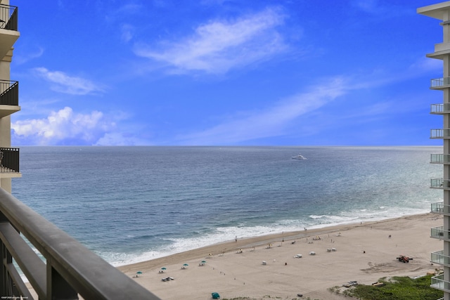 view of water feature featuring a beach view