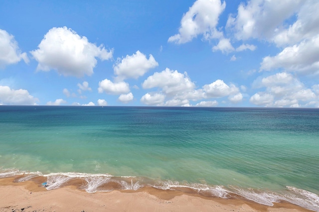 property view of water featuring a beach view