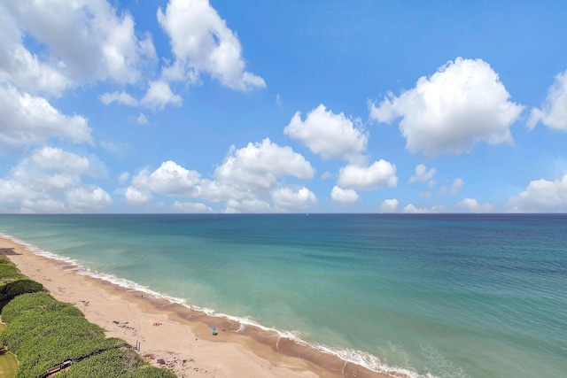 property view of water featuring a view of the beach