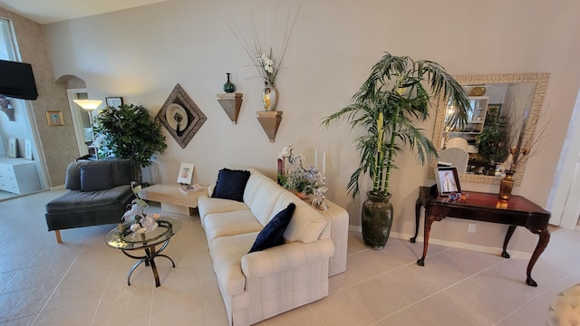 view of tiled living room