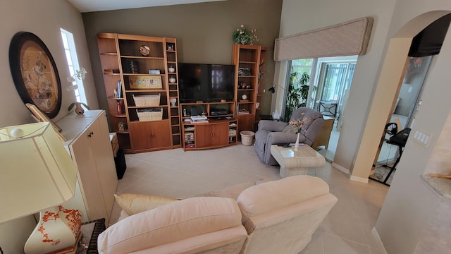 view of tiled living room