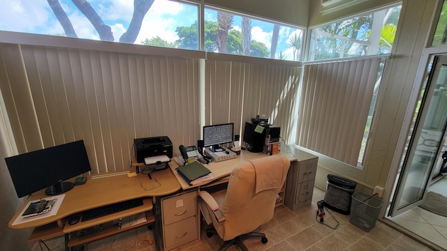 view of tiled office space