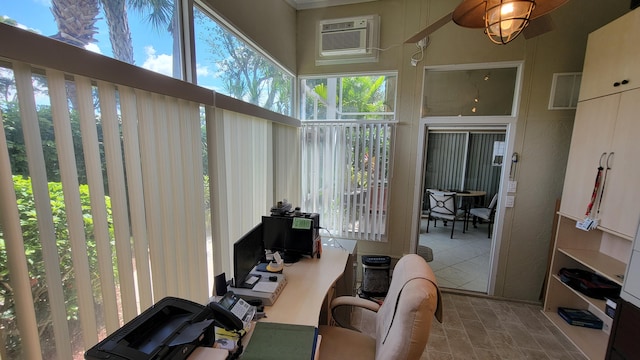 office space with a wall mounted air conditioner