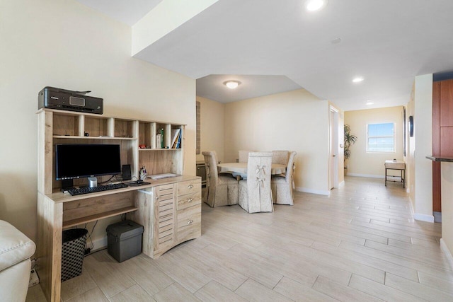 office area featuring light hardwood / wood-style floors