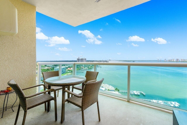 balcony with a water view