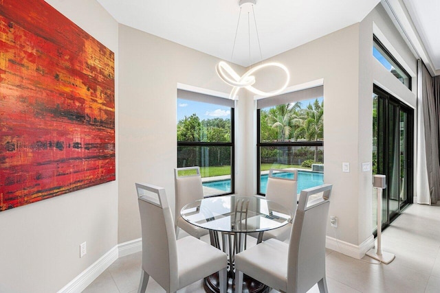 view of tiled dining area