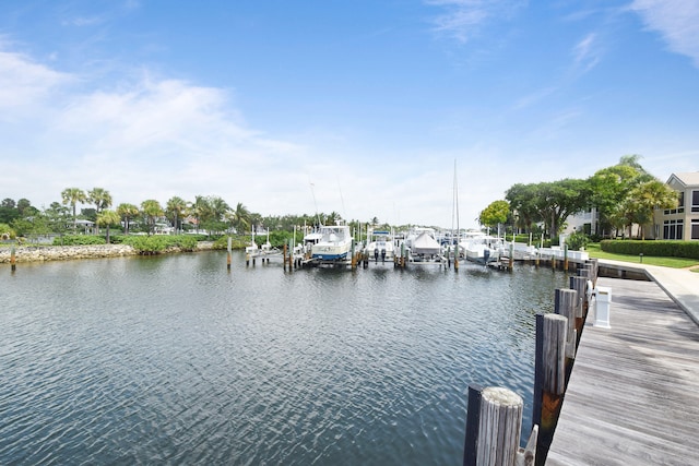 view of dock featuring a water view