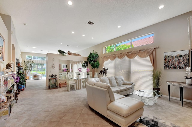 view of tiled living room