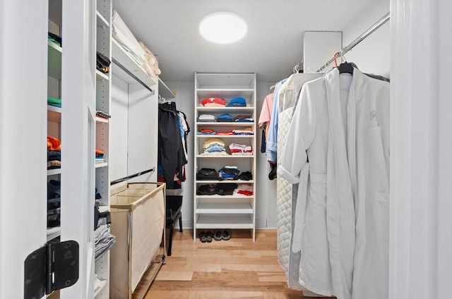 spacious closet with light wood-style flooring