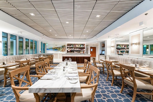 dining area with recessed lighting