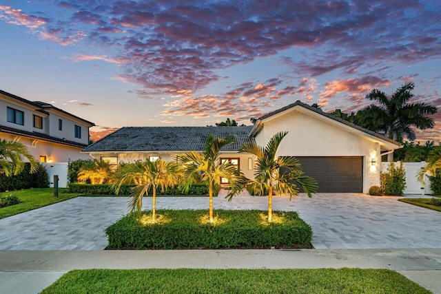 view of front of house with a garage