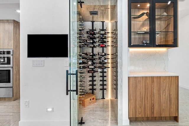 view of wine cellar