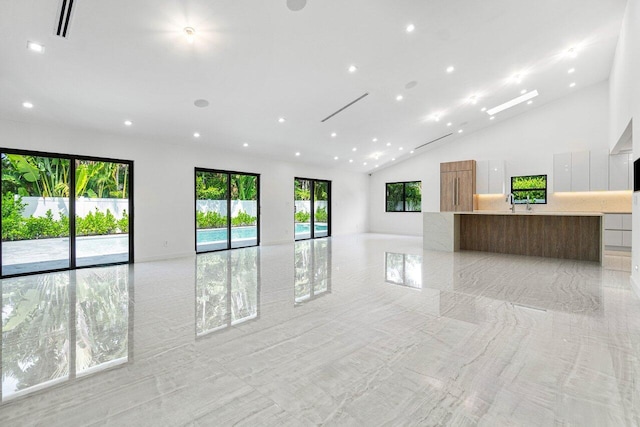 spare room featuring high vaulted ceiling and a wealth of natural light