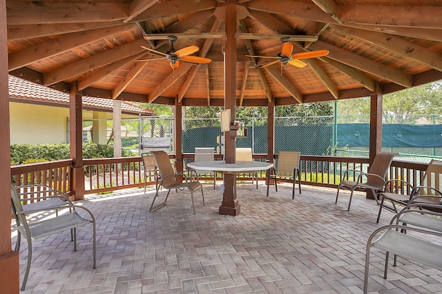 view of patio with ceiling fan