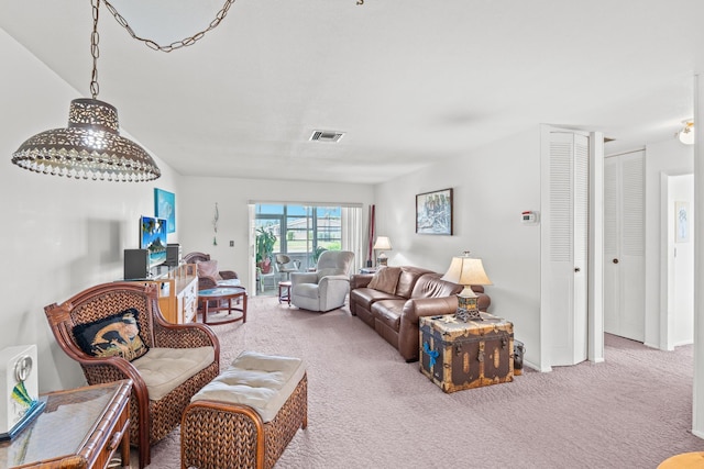 living room with carpet