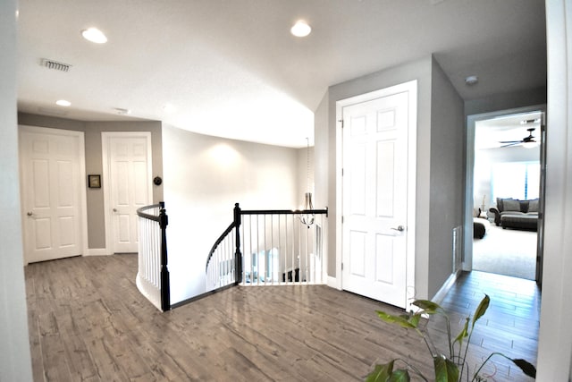 hall featuring wood-type flooring