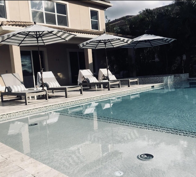 view of pool featuring a patio