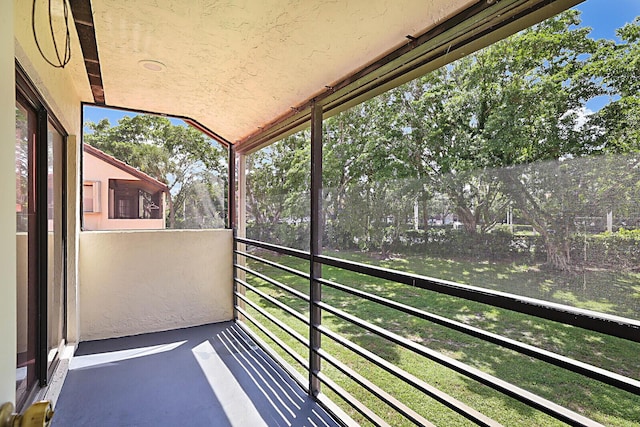 view of unfurnished sunroom