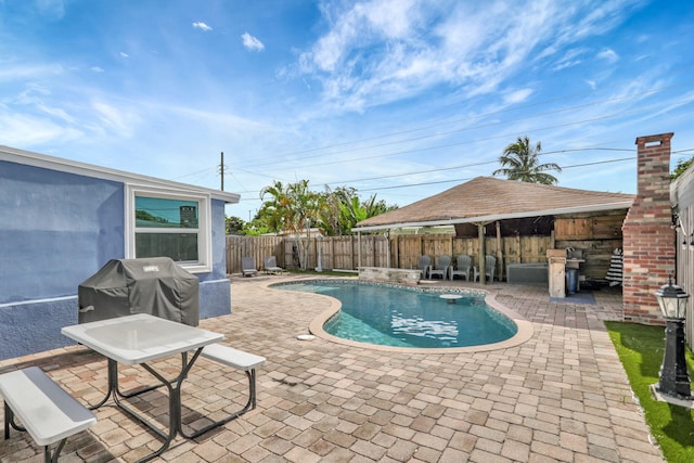 5278 NE 19th Ter, Pompano Beach, FL 33064 - view of swimming pool featuring a fenced backyard, a patio, and grilling area
