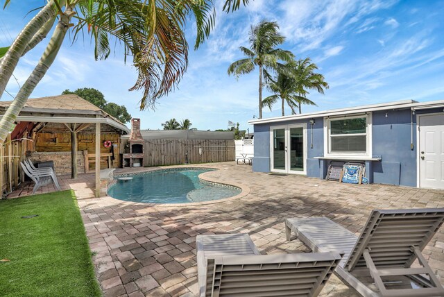 5278 NE 19th Ter, Pompano Beach, FL 33064 - view of pool with a patio area, a fenced backyard, and a gazebo
