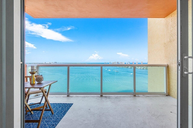 balcony with a water view