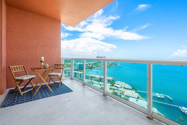 balcony with a water view