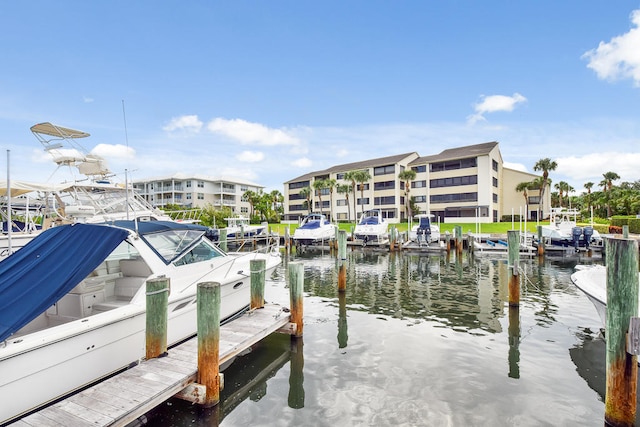 dock area featuring a water view