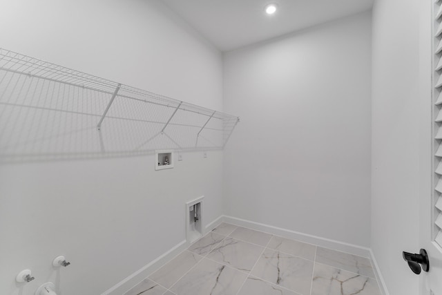 laundry room with light tile patterned flooring, washer hookup, and hookup for a gas dryer