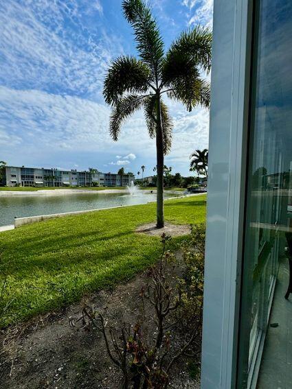 view of yard with a water view