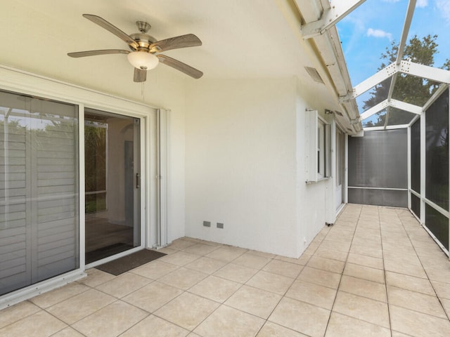 6166 Lake Hibiscus Dr, Delray Beach, FL 33484 - unfurnished sunroom with ceiling fan