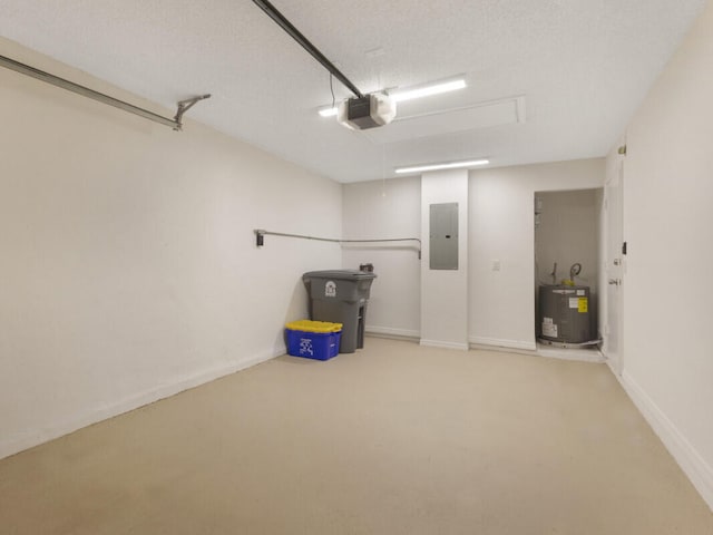 6166 Lake Hibiscus Dr, Delray Beach, FL 33484 - garage featuring electric panel, a garage door opener, electric water heater, and baseboards