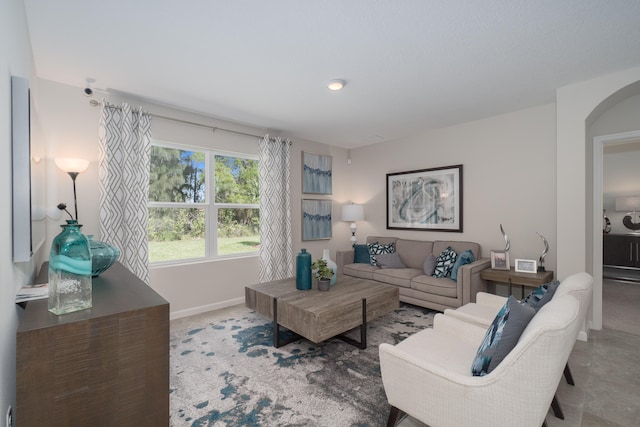 view of tiled living room