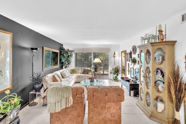 view of tiled living room