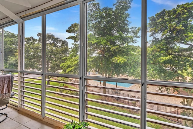 view of unfurnished sunroom