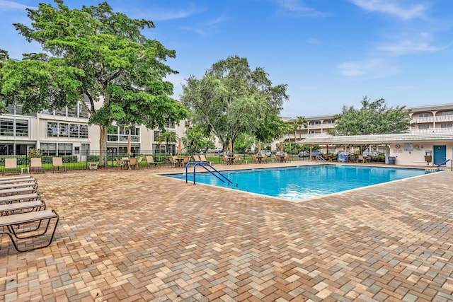 view of pool featuring a patio area