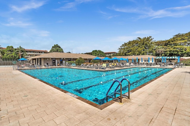 view of pool featuring a patio